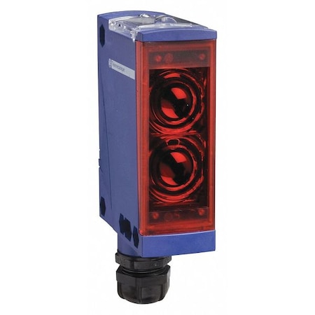 Multimode Photoelectric Sensor, M16, Right Angle, Rectangular, Selectable Light On/Dark On, NPN and PNP