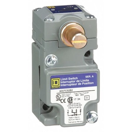 Heavy Duty Limit Switch, No Lever, Rotary, 1NC/1NO, 10A at 600V AC, Actuator Location: Side