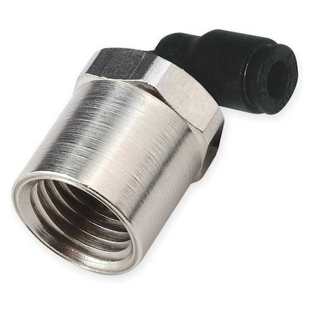 Push-Fit Elbow Fitting, 5/32 in Tube Size, Fiberglass-Reinforced Nylon, Black, 10 PK