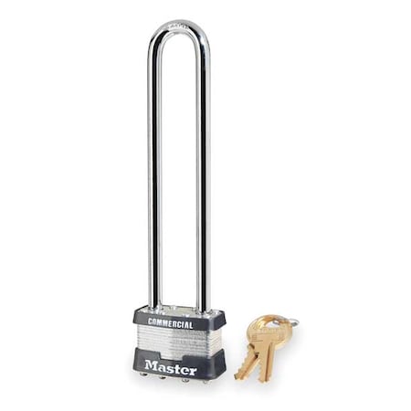 Padlock, Keyed Different, Long Shackle, Rectangular Steel Body, Steel Shackle, 3/4 in W