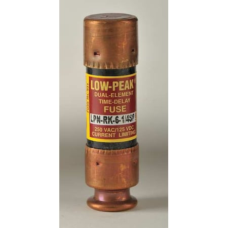 UL Class Fuse, RK1 Class, Time-Delay, 6.25A, 250V AC, Non-Indicating