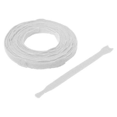 Hook and Loop Strap, No Adhesive, 8 in, 0.75 in W, White, 45 PK