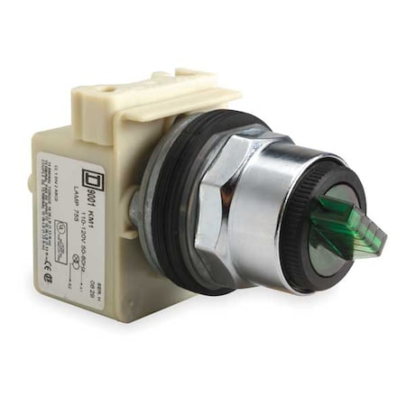 Illum Selector Switch,2 Pos,30mm,Green