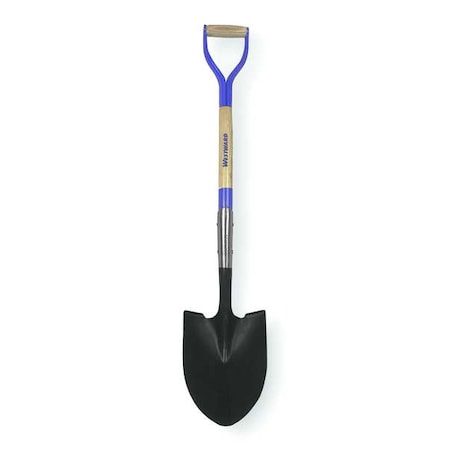 Round Point Shovel, 14 ga Not Applicable Blade, Steel Blade, Standard Step, 30 in L Natural