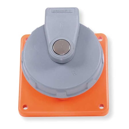 Watertight Pin & Sleeve Receptacle, 20 A, 125/250V AC, Single Phase, 3 Pole, IEC Grounding, Orange