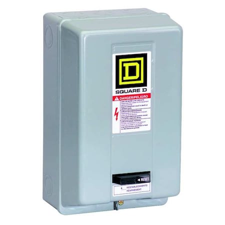 NEMA Magnetic Motor Starter, Non-Reversing, No Auxiliary Contacts, 240V AC, 3 P, Screw Clamp