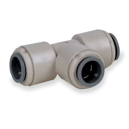 Push-Fit Tee Fitting, 1/2 in Tube Size, Acetal, Gray, 10 PK