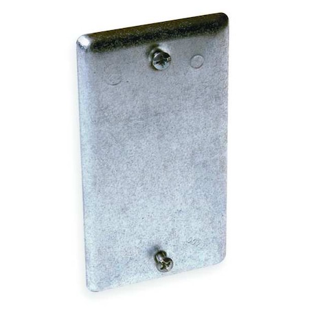 Box Cover, Square Box Type, 1 Gang, Galvanized Zinc, Blank Cover Type