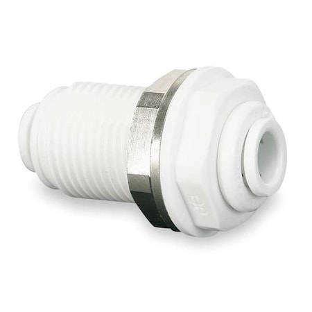 Push-Fit Union Fitting, 1/4 in Tube Size, Acetal, White, 10 PK