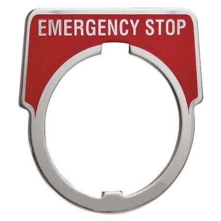 Legend Plate,Emergency Stop,White/Red