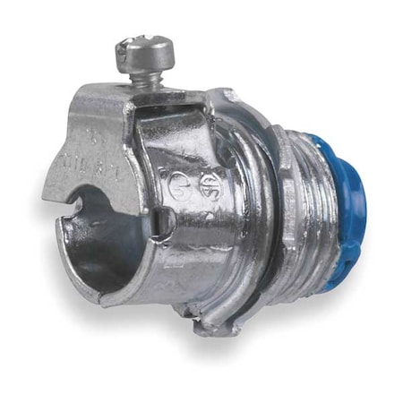 Conduit Fitting Grounding Connector, 3/8 in, Threaded, Steel, Plain, Silver