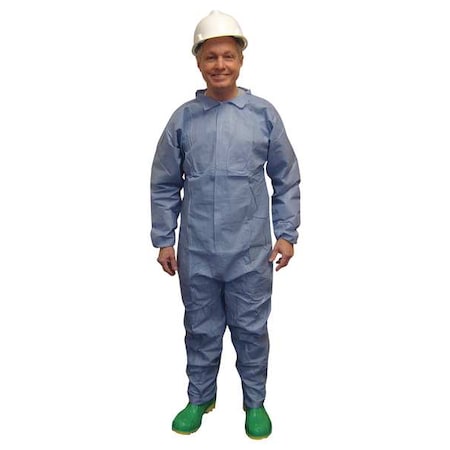 Coverall, 4X-Large, Flame Resistant Fabric, Zipper with Storm Flap, Elastic Cuff, Serged Seam