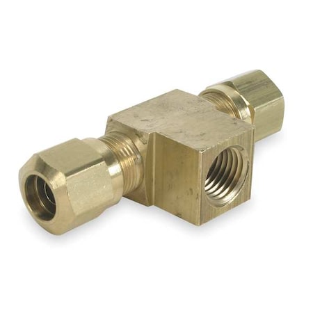 Tee,Brass,Comp5/8",Comp5/8",FNPT1/4"