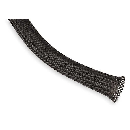 Braided Cable Sleeve, 1/8 in Inside Dia., 1/4 in Max Bundle Dia., 100 ft, Black