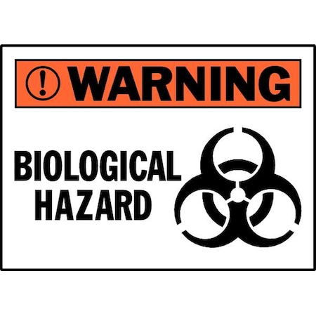 Safety Label, Biological Hazard, Polyester, 5 in W, 3 1/2 in H