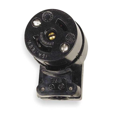 Midget Locking Connector, ML2-15R, 15 A, 125V AC, Single Phase, 2 Pole, Screw Terminals, Black