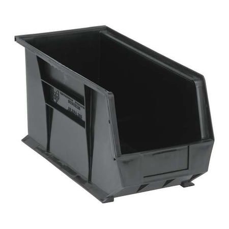 Hang & Stack Storage Bin, Polypropylene/Polyethylene, Black, 9 in H, 8 1/4 in W, 18 in L
