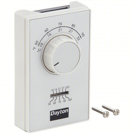 Line Voltage Mechanical Thermostat For Wall, 50 to 90 Degree Analog Dial, Heat Only, White