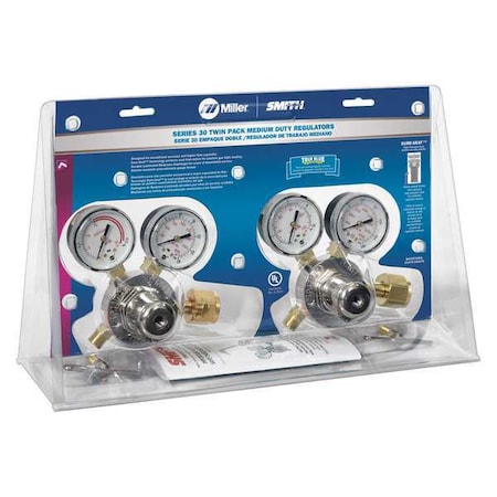 Gas Regulator, Acetylene, Oxygen, Single Stage, 0.825"-14 Inlet, 9/16"-18; 9/16"-18 Outlet
