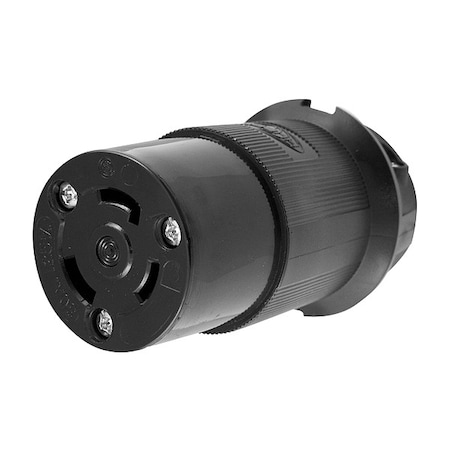 Locking Connector, L5-30R, 30 A, 125V AC, Single Phase, 2 Pole, Screw Terminals, Black
