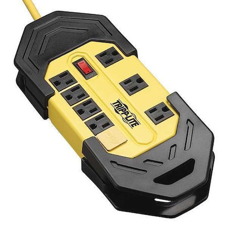 Power Strip, 5-15R, 5-15P, 25 ft., Black/Yellow