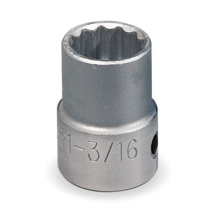 1 in Drive, 1-3/16" SAE Socket, 12 Points,  Steel, Satin, 1 3/16 in