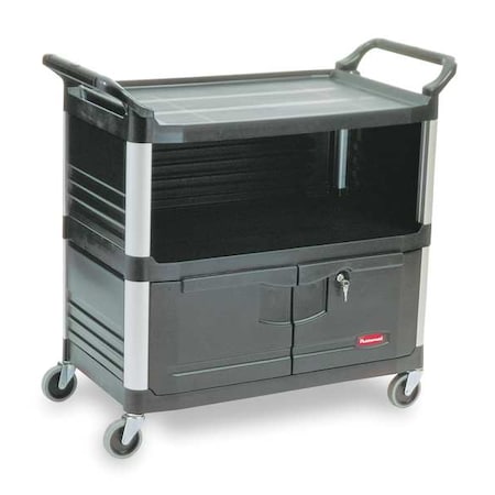 Enclosed Service Cart, High Density Polypropylene, 300 lb Load Capacity, 2 Shelves, 40 3/8 in L