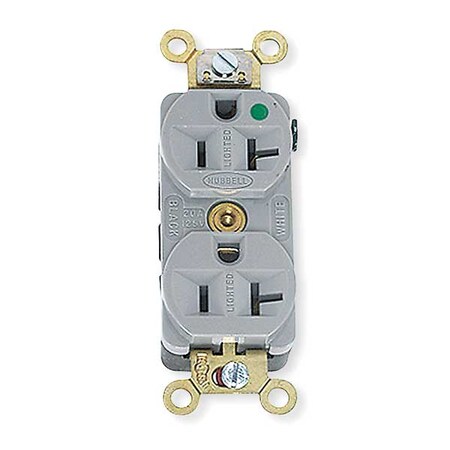 Straight Blade Receptacle, 5-20R, 20 A, 125V AC, 2 Pole, 3 Wire, Flush Mount, Grounded