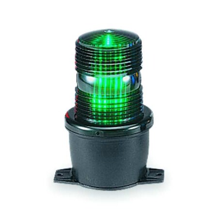 Warning Light, Green, Steady Burn LED, 24V DC, Not Applicable FPM, 3 1/8 in Dia., (F) 1/2 in NPT