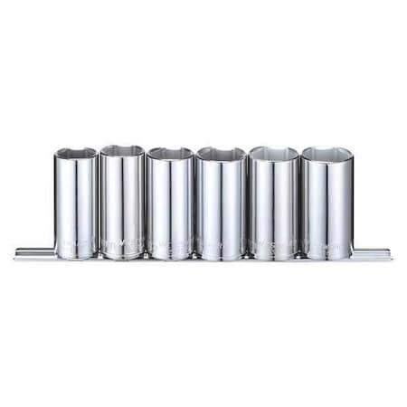 3/8" Drive Socket Set Metric 6 Pieces 20 mm to 25 mm , Chrome, Skt St, Chrm, 5-15 mm, 6Pt