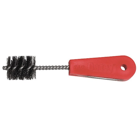 Tube and Pipe Brush, 3 in L Handle, 1 1/2 in L Brush, Silver, Polystyrene, 5 in L Overall