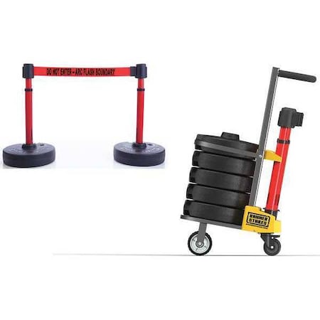 Plus Barricade System,15 ft. L,Red,Metal