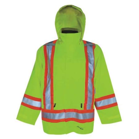 Hi-Viz Insulated Safety Jacket, Polyester, Polyurethane, Class 3 Type R, Green, 2XL
