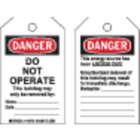 Danger Tag, Danger, Plastic, 3 in Width, 5 in Height, Write On Surface: Yes ,10 PK