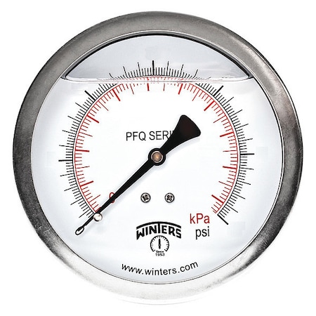 Industrial Compound Gauge, 30 to 0 to 30 psi, 4 in Dial, 1/4 in NPT, Center Back Location