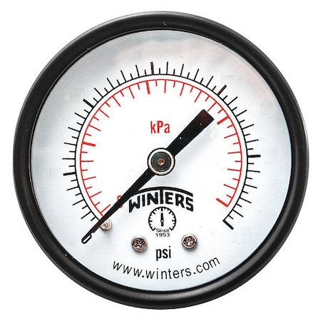Commercial Pressure Gauge, 0 to 600 psi, 2 in Dial, 1/4 in NPT, Center Back Location