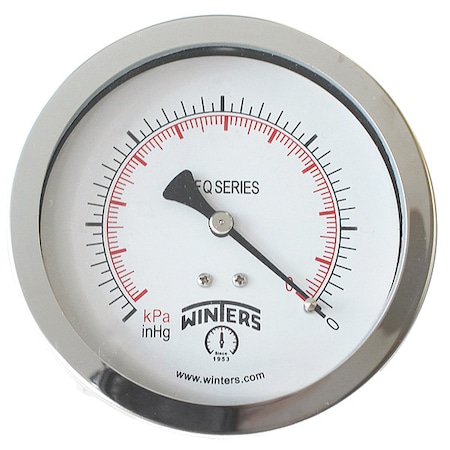 Industrial Pressure Gauge, 0 to 160 psi, 4 in Dial, 1/4 in NPT, Center Back Location