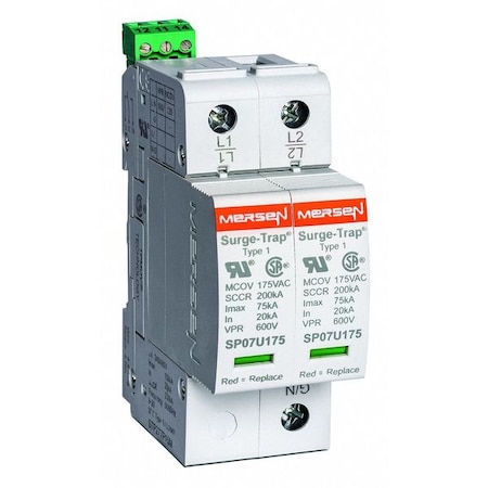 Surge Protection Device, 1 Phase, 120/240V AC, 2 Poles, 3 Wires