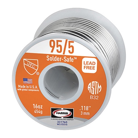 Solid Wire Solder,Dia 0.118 In,1lb