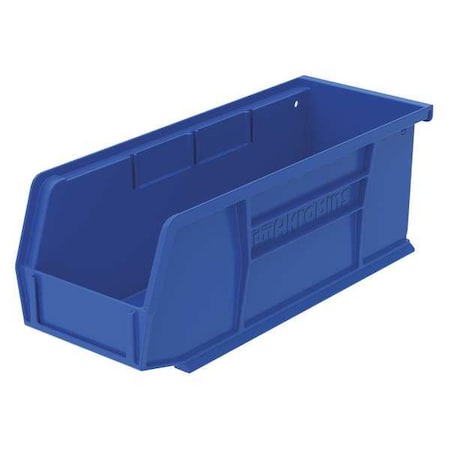 Hang & Stack Storage Bin, Plastic, Blue, 4 in H, 4 1/8 in W, 10 7/8 in L