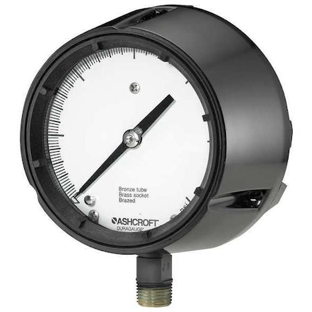 Process Compound Gauge, 30 to 0 to 150 psi, 4 1/2 in Dial, 1/2 in NPT, Bottom Location