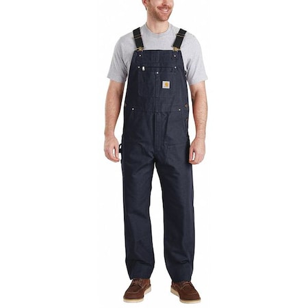 102776 Bib Overalls, Cotton, 12 oz Fabric Weight, 34 in Inseam, Navy, 40 x 34