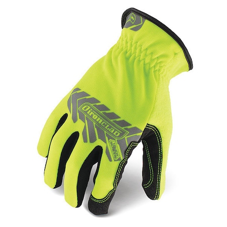 Command(TM) Hi-Vis Mechanics Touchscreen Gloves, Nylon Palm, Polyester Back, S, Yellow