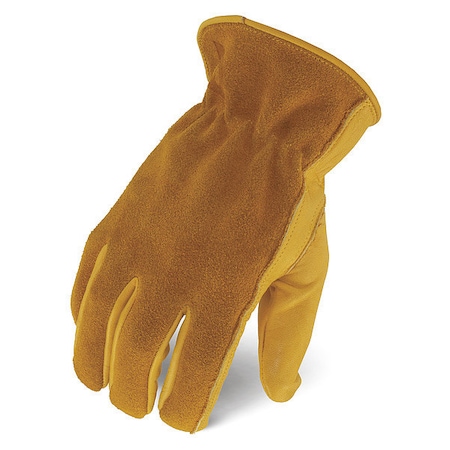 Leather Gloves, Cowhide, Shirred Slip-On, Wing Thumb, Gunn - Full Back Cut, Tan, XL, 1 PR