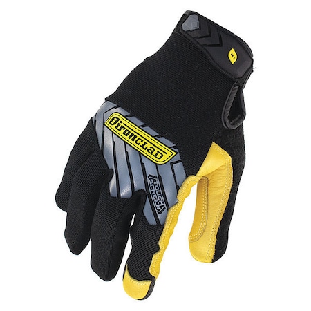 Command(TM) Mechanics Touchscreen Gloves, Goatskin Leather Palm, Polyester Back, XL, Black/Gold
