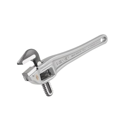 14" Aluminum Offset Pipe Wrench, Narrow Hook Jaw Parallel to Handle for Tight Spaces and Overhead