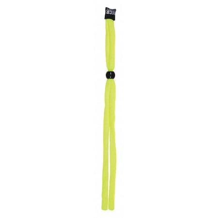 Eyewear Retainer, High-Visibility Yellow, 28 in Length, Acrylic, Slip-On Attachment