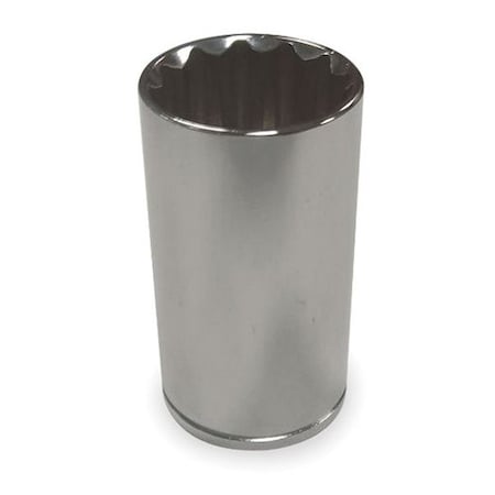 WESTWARD 1/2 in Drive, 7/16" SAE, Socket, 12 Points,  Steel, Chrome, 7/16 in