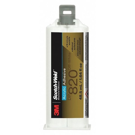Epoxy Adhesive, DP820 Series, Black, Dual-Cartridge, 1:01 Mix Ratio, 40 min Functional Cure