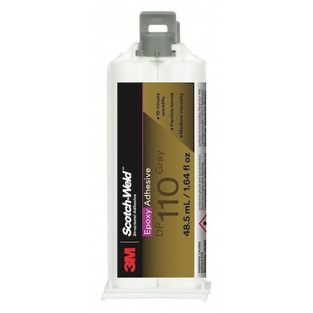 Acrylic Adhesive, DP110 Series, Off-White, Dual-Cartridge, 1:01 Mix Ratio, 20 min Functional Cure